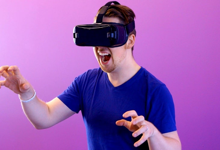 A person in an interactive VR project